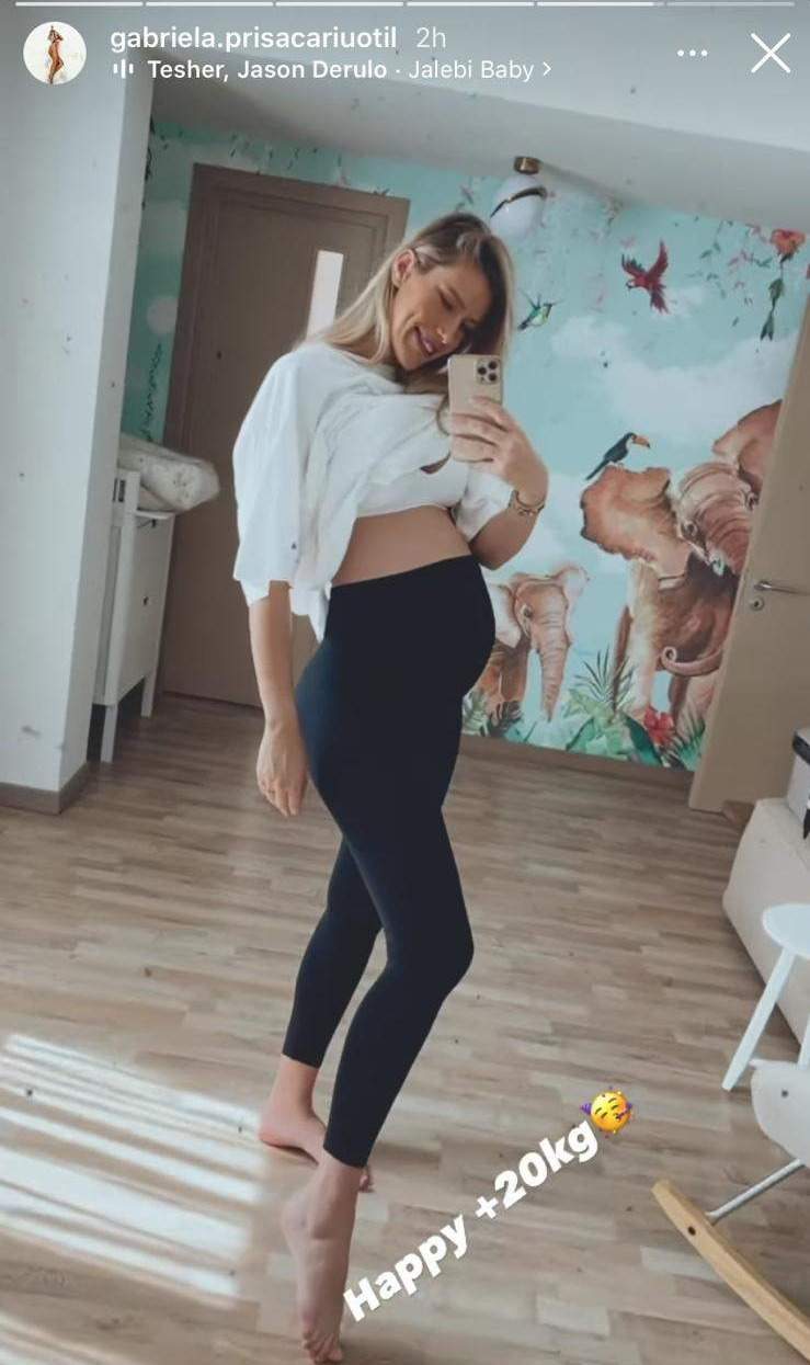 Cum arată Gabriela Prisăcariu în luna a noua de sarcină. "Fericită chiar și cu 20 de kilograme în plus" / FOTO