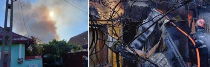 Incendiu violent în Brașov! Mai multe locuințe au fost cuprinse de flăcările mistuitoare. Două persoane au fost transportate la spital / FOTO