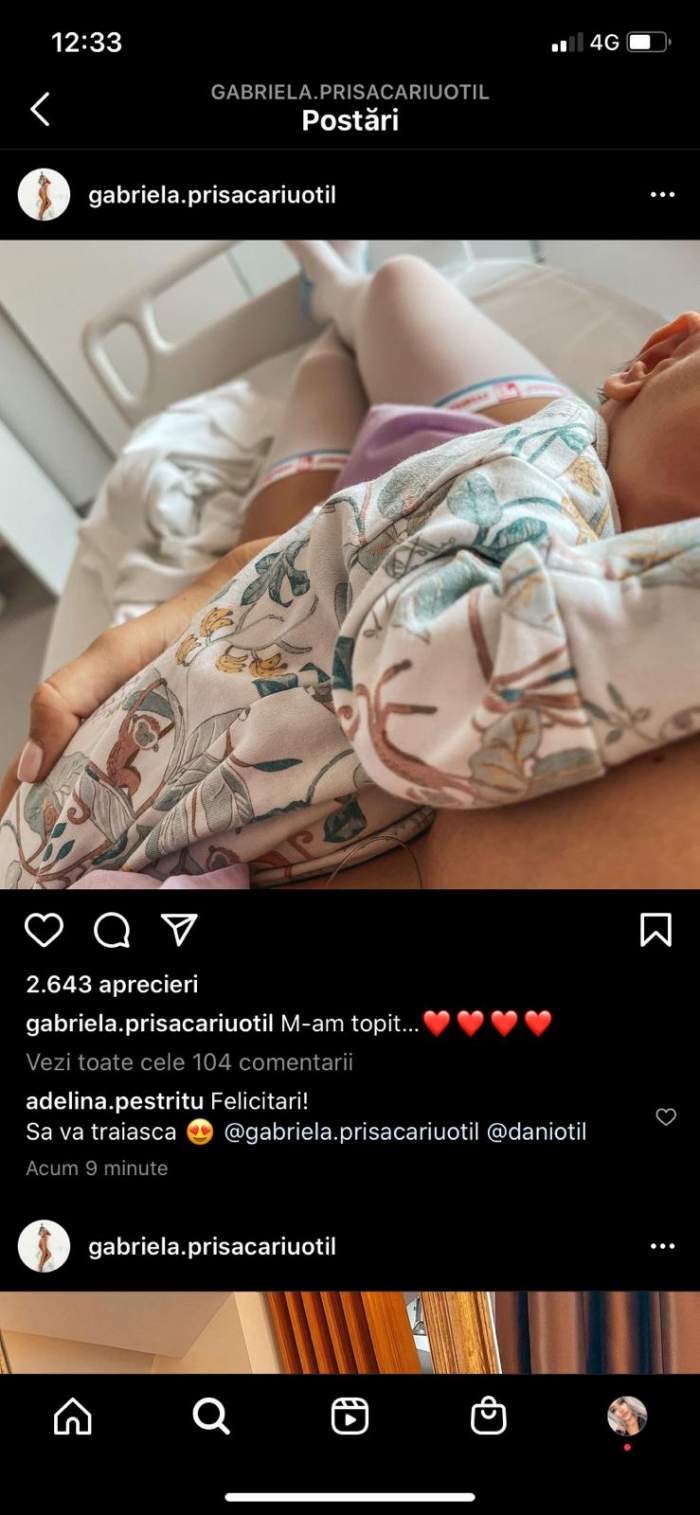 Gabriela Prisăcariu a născut! Vedeta și Dani Oțil au devenit părinți pentru prima dată ''M-am topit'' / FOTO