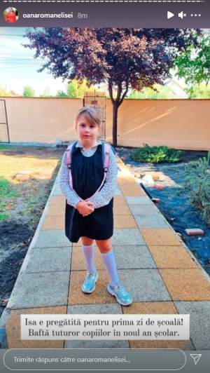 Fiica Oanei Roman, pregătită pentru prima zi de școală. Cum a îmbrăcat-o vedeta pentru începutul clasei I / FOTO
