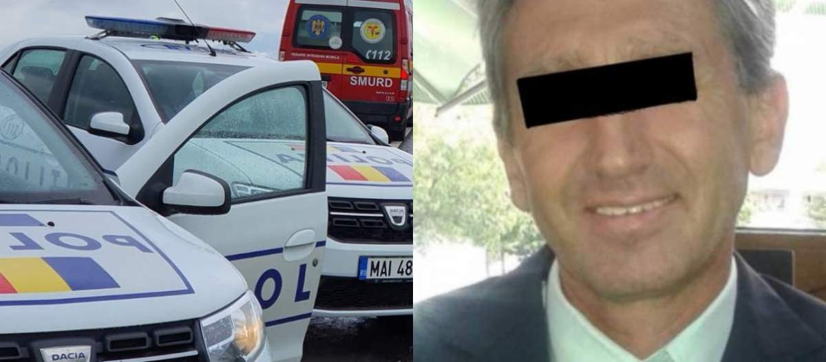 colaj mașina de poliție șisuspectul în cazul crimei din Sinaia