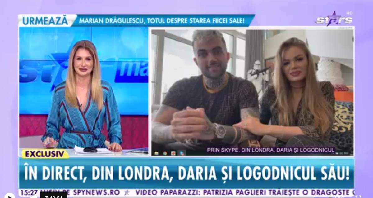 Daria Radionova și logodnicul ei, prima apariție publică, la Antena Stars. Cum a cunoscut-o tânărul pe fosta lui Alex Bodi: ”A început acum doi ani”