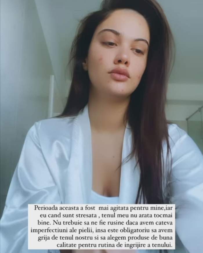 Betty Vișănescu, nemachiată, îmbrăcată în alb