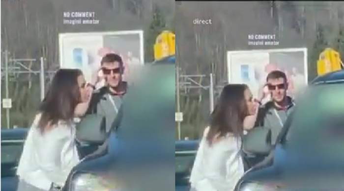 Acces Direct. Imagini cu Oana Zăvoranu în timp ce îl scuipă pe șoferul care a amenințat-o cu cuțitul. Bruneta a recunoscut că i-ar fi dat și un pumn / FOTO