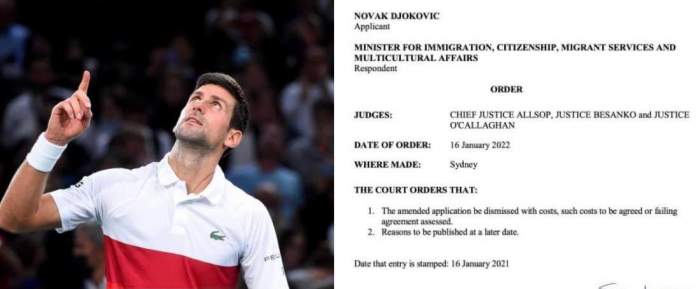 Novak Djokovic a pierdut procesul cu Australia