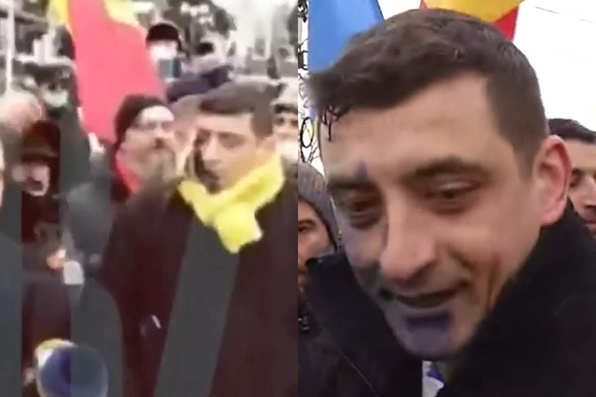 george simion cu cerneala pe fata