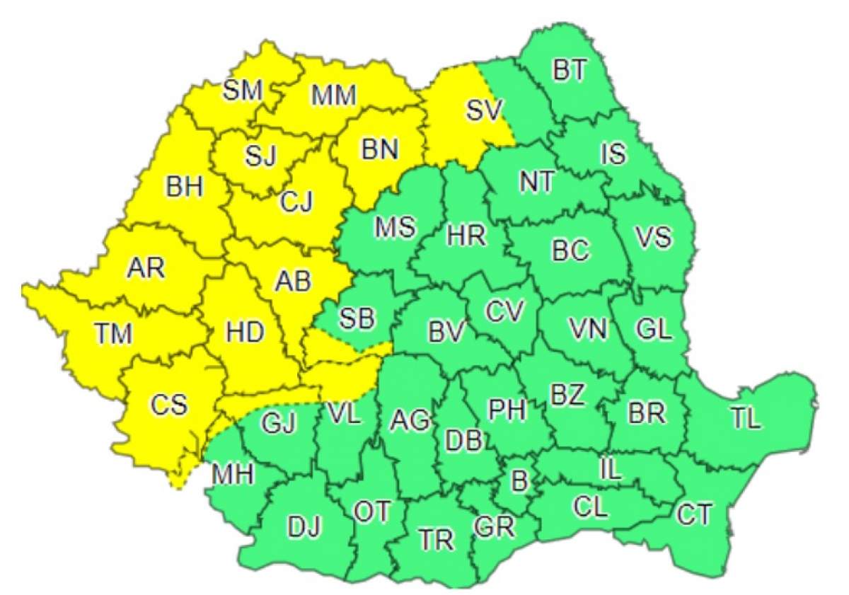 Anunț ANM! Cod galben de furtuni cu fulgere și grindină. Care sunt zonele afectate