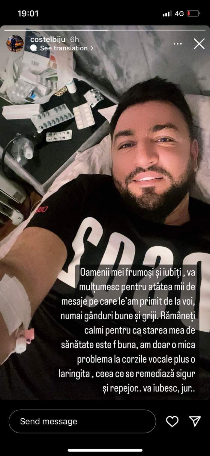 Costel Biju, noi detalii despre starea lui de sănătate, după ce  a ajuns pe perfuzii. Cum se simte manelistul: „Rămâneți calmi...” / FOTO