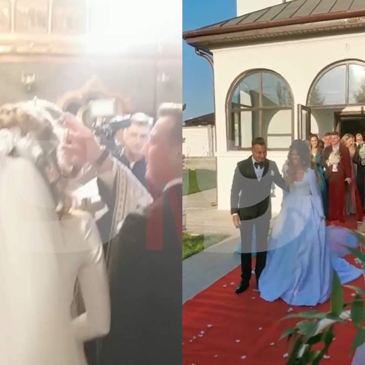 Codruța Sanfira, rochie de mireasă cu voal de câțiva metri în ziua nunții! Soția lui Valentin a întors toate privirile / VIDEO