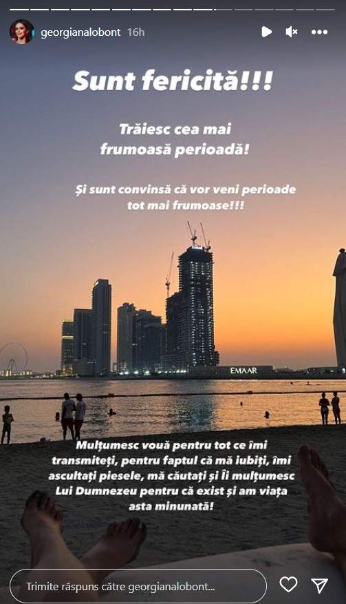 „Trăiesc cea mai frumoasă perioadă!”. Georgiana Lobonț, mai fericită ca niciodată în vacanța din Dubai. Ce le-a transmis fanilor