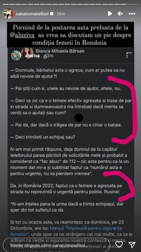 „Mulți cred că femeia e doar o bucată de carne”. Oana Roman, mesaj dur cu privire la modul în care sunt tratate cazurile de agresiune asupra femeii