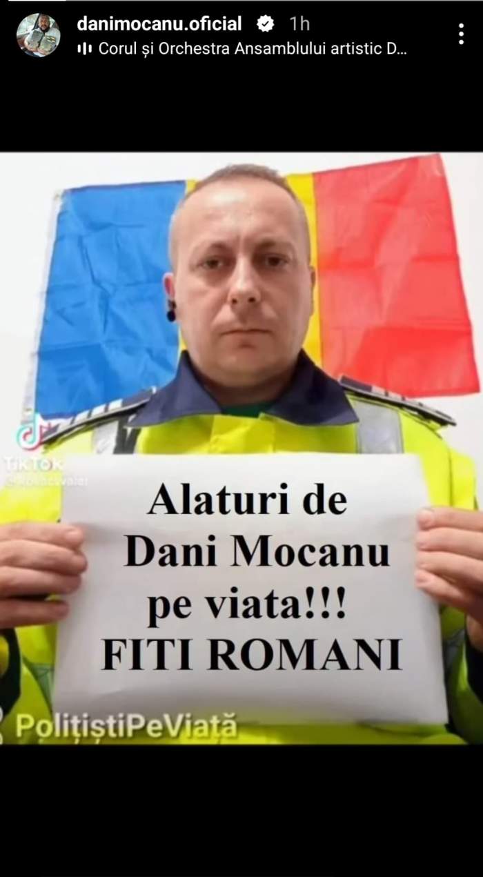 Dani Mocanu, susținut de polițiști. Ce mesaj i-a transmis unul dintre oamenii legii pe rețelele de socializare / FOTO