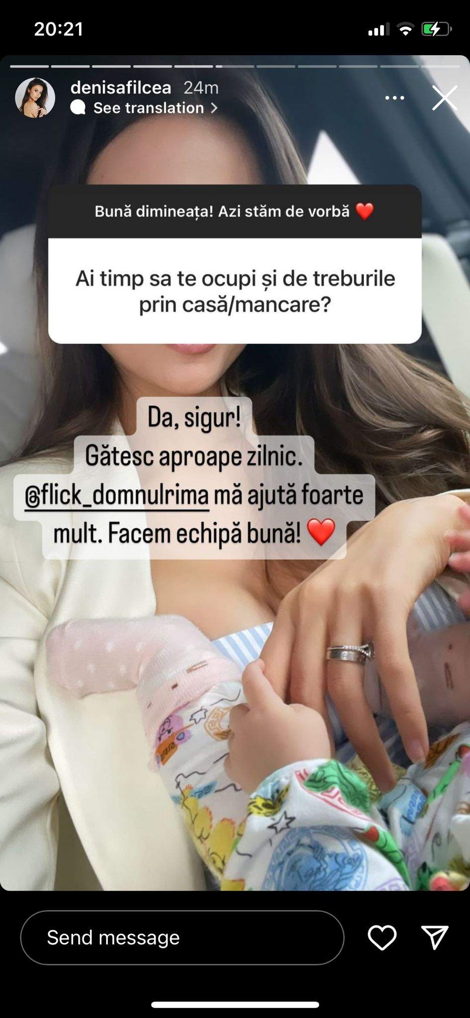 Majoritatea mămicilor vor să-și învețe copiii să doarmă în pătuț, însă Denisa Filcea a ales altfel! Declarația înduioșătoare a soției lui Flick / FOTO