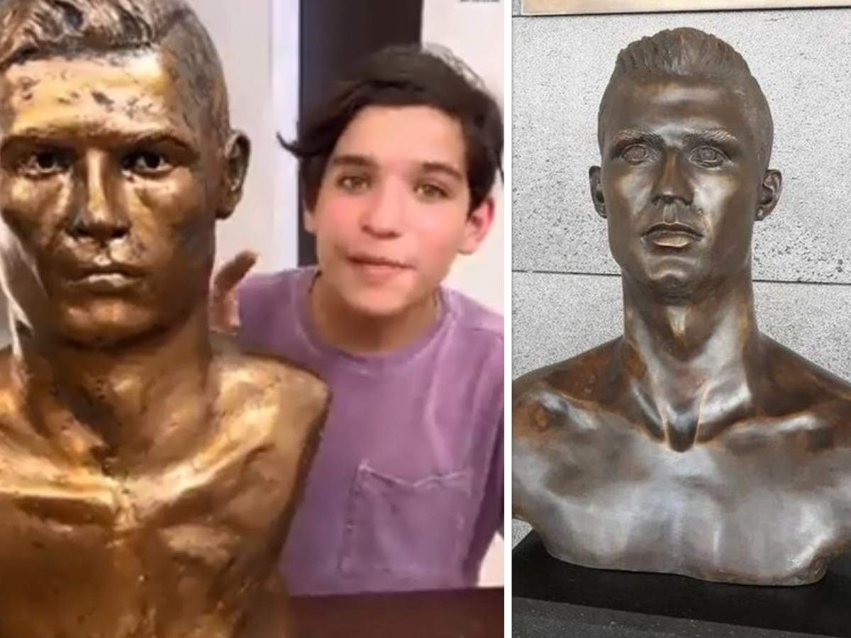 Un adolescent de 13 ani i-a făcut o sculptură lui Cristiano Ronaldo. Cum arată bustul portughezului