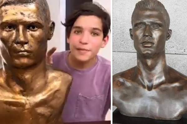 Un adolescent de 13 ani i-a făcut o sculptură lui Cristiano Ronaldo. Cum arată bustul portughezului: "Este mai reușită decât..." / VIDEO