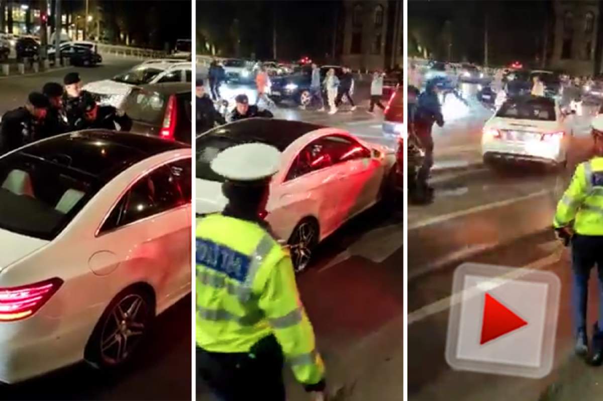Un bărbat a vrut să treacă cu mașina prin oameni, în București. Jandarmii și polițiștii au vrut să intre peste el în mașină, el a fugit / VIDEO
