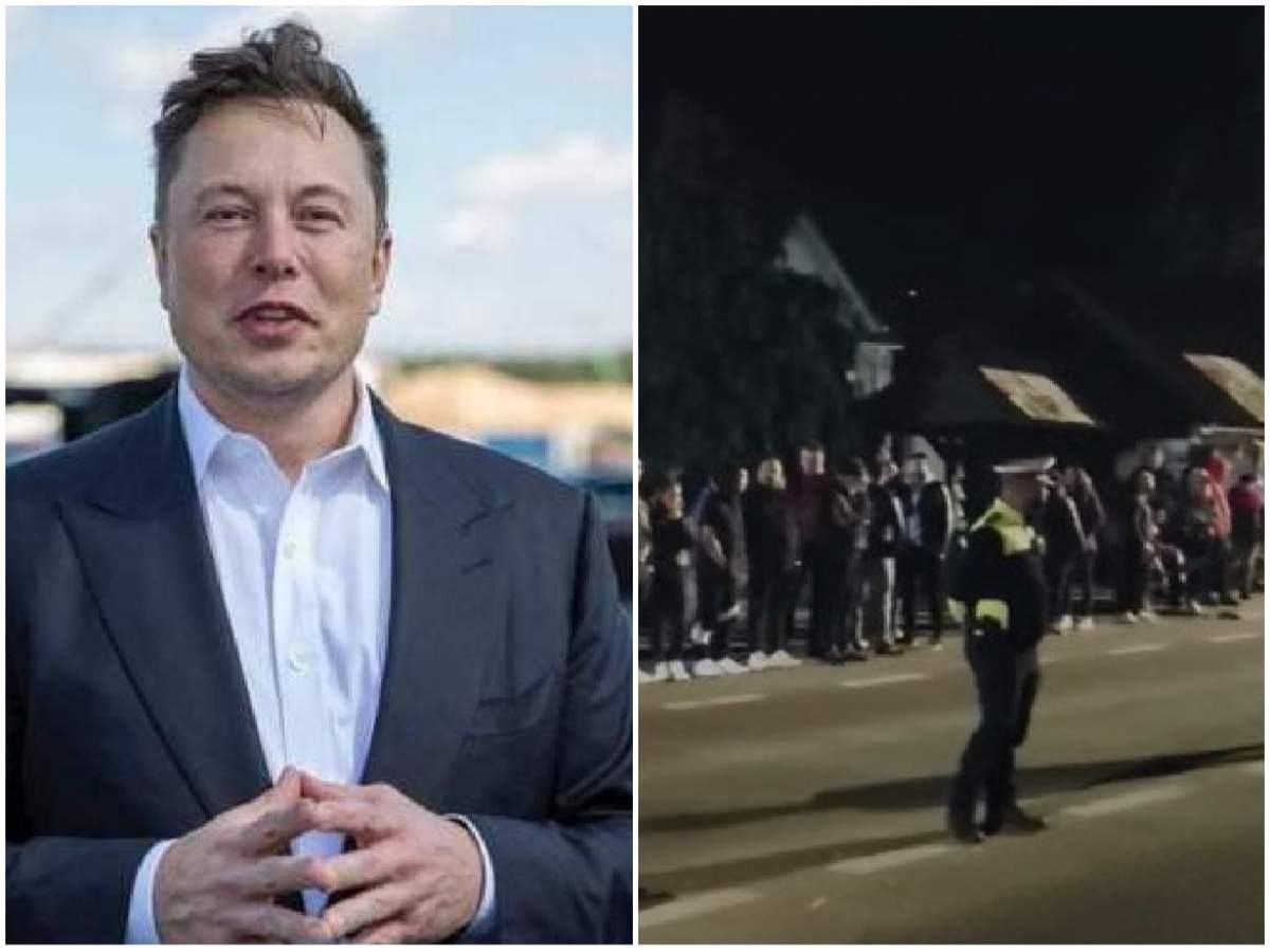 colaj cu Elon Musk și românii adunați în fața Castelului Bran