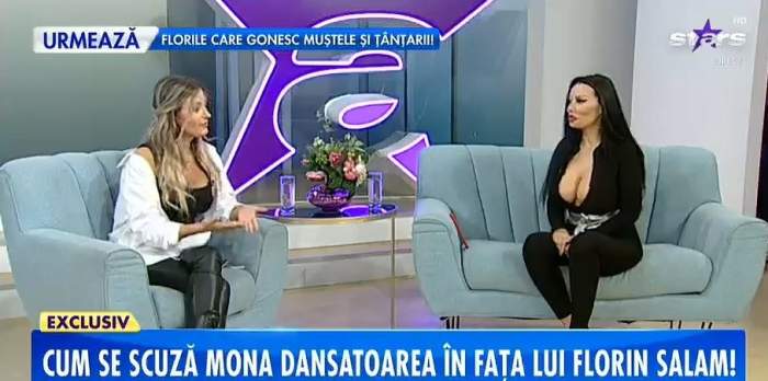 Florin Salam, implicat într-un scandal cu Mona Dansatoarea. Bruneta a făcut declarații la Antena Stars, după ce l-a înjurat pe cântăreț / VIDEO