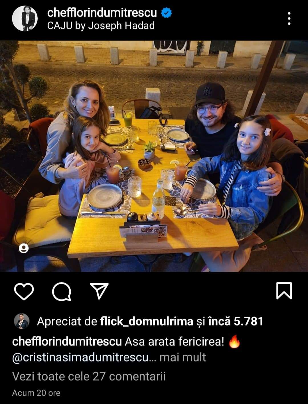 Florin Dumitrescu, tablou de familie. Ce fotografie emoționantă a postat juratul de la Chefi la cuțite / FOTO