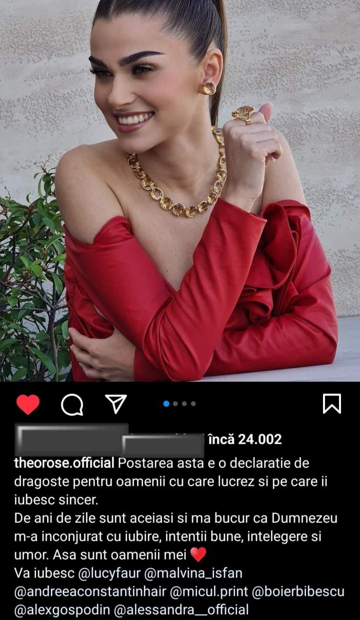 Theo Rose, mesaj emoționant pentru oamenii care au fost alături de ea în carieră. Ce le-a transmis artista / FOTO