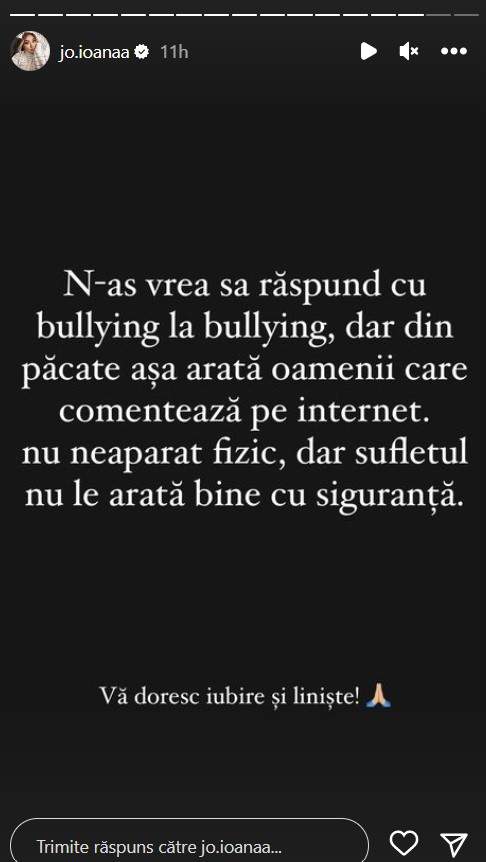 Reacția cântăreței Jo, după ce a fost criticată pentru aspectul fizic. Ce mesaj a transmis: „N-aș vrea să răspund cu bullying la bullying, dar ...”