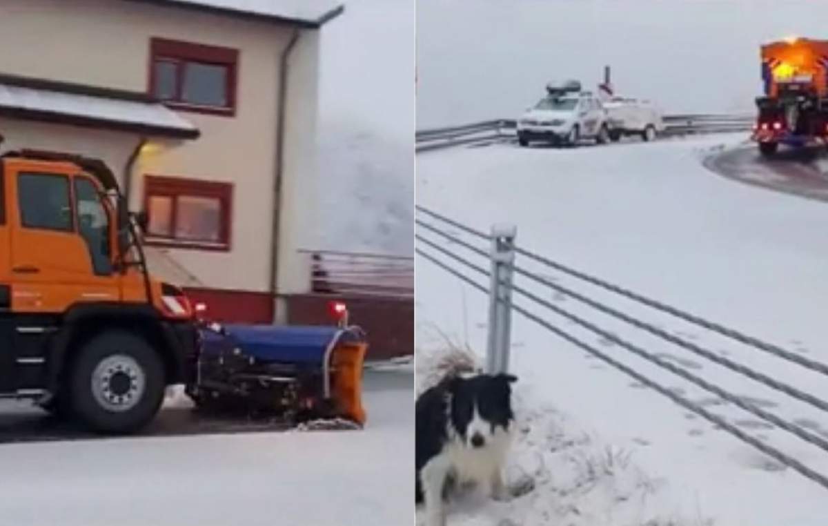 Iarna și-a intrat în drepturi! Locul din România unde ninge abundent iar drumarii au fost nevoiți să intervină pentru deszăpezire