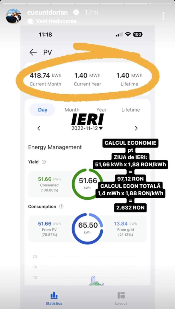 Cât plătește Dorian Popa facturile la curent, după ce și-a pus panouri solare. Vloggerul a dezvăluit suma pe rețelele de socializare: ”Acum înțelegeți de ce...” / FOTO