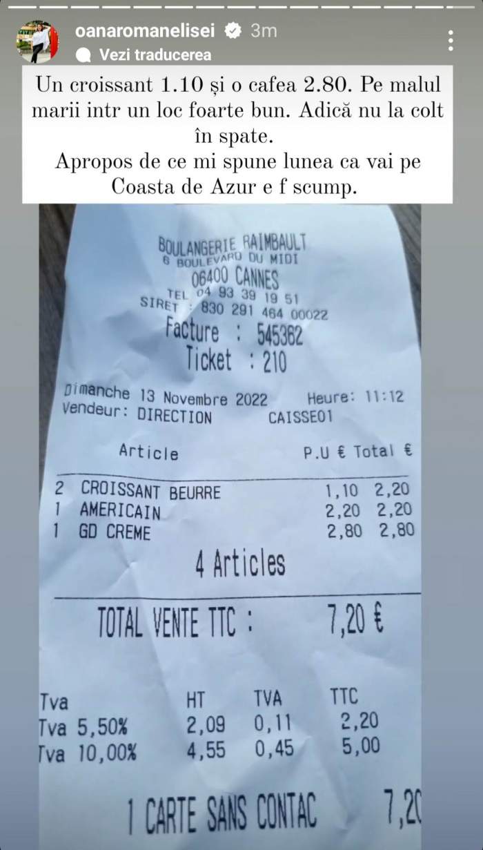 Oana Roman compară prețurile din Coasta de Azur cu cele din București. Ce spune vedeta despre sumele plătite în vacanță: ”La ce salarii au ei...” / FOTO