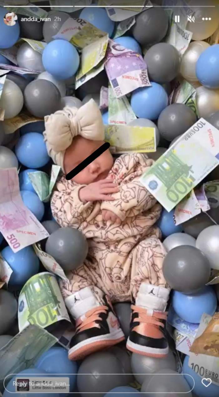 Andrei Ivan, imagine inedită cu fiica sa. La o lună de la naștere, micuța a fost înconjurată cu bancnote de sute de euro / FOTO