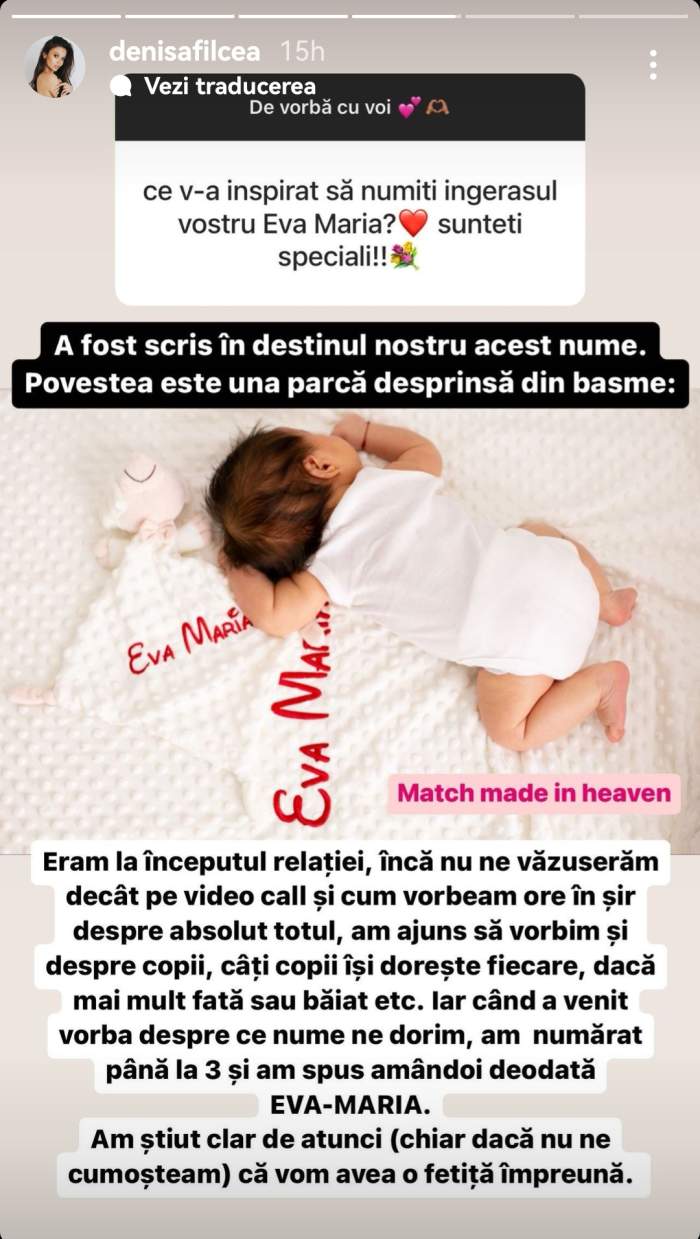 Cum au ales Flick și Denisa Filcea numele fetiței. Au știut de când s-au cunoscut "A fost scris..."