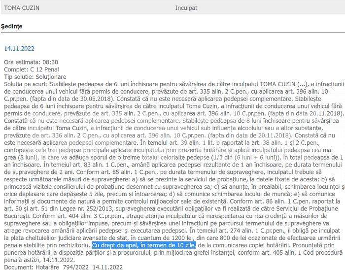 Gest neașteptat al procurorilor, după ce l-au acuzat pe „Firicel” că a șofat drogat și fără permis / Și a patra oară a fost cu noroc!