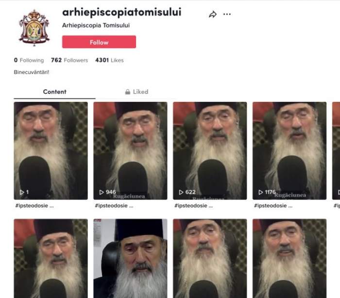 ÎPS Teodosie și-a făcut cont pe platforma de TikTok. Arhiepiscopul Tomisului a făcut chiar și primele postări