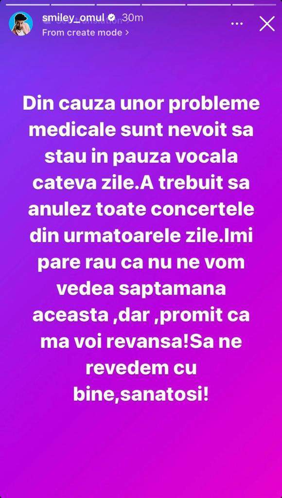 Decizia luată de Smiley, după ce s-a îmbolnăvit. Ce mesaj a postat pentru fanii săi: "Să ne revedem cu bine”