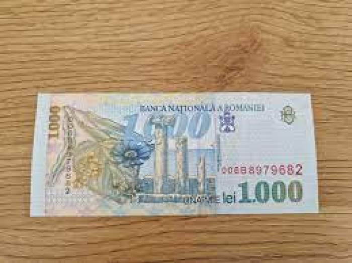 Bancnota de 1000 de lei cu Mihai Eminescu, scoasă la licitație. Cu cât se vinde în prezent