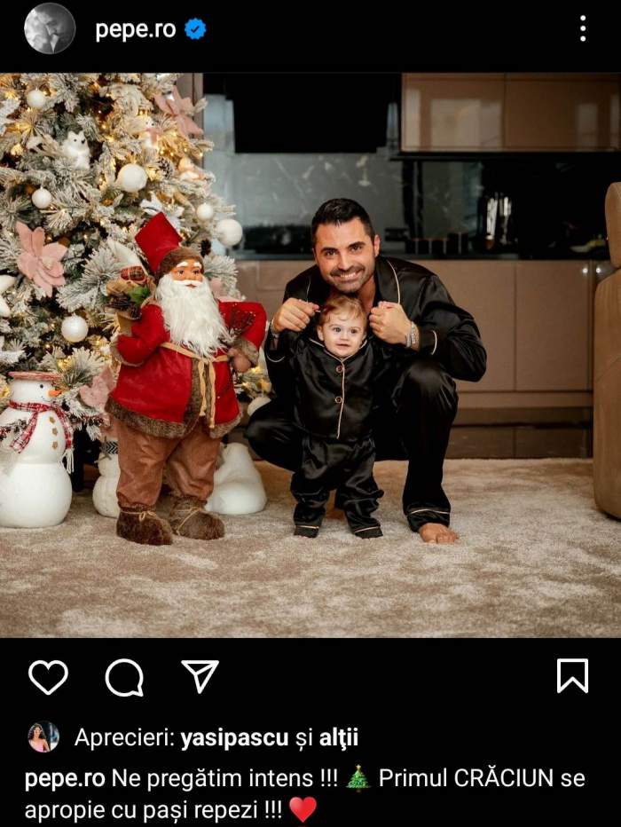 Pepe, primul Crăciun alături de fiul lui. Ce fotografie emoționantă a postat prezentatorul de la Te cunosc de undeva: „Se apropie...” / FOTO
