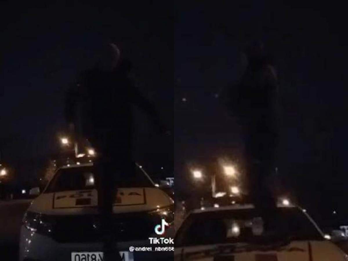 Tânăr de 19 ani, dans pe manele pe capota unei mașini de poliție. Videoclipul a ajuns viral pe Tik Tok
