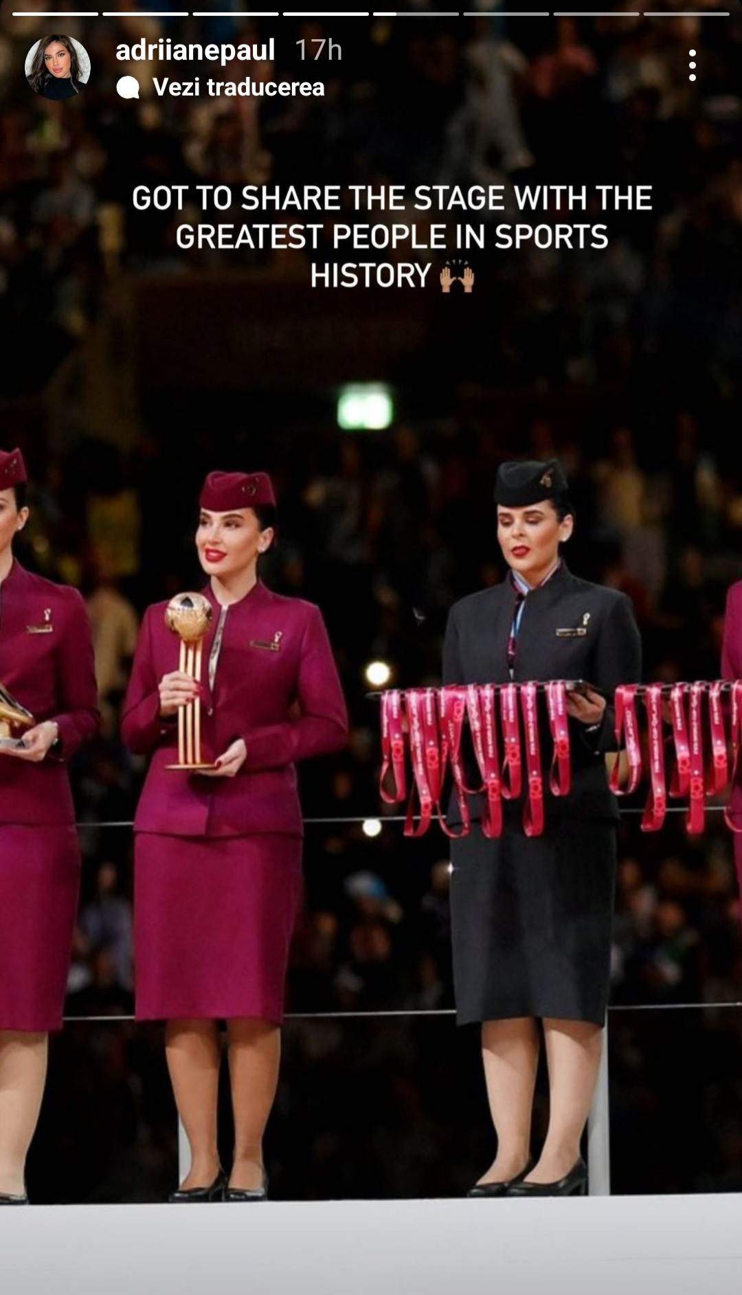 Cine este românca care a ținut trofeul oferit lui Lionel Messi pentru cel mai bun jucător, la ceremonia de premiere din Qatar: „Am împărțit scena cu...” / FOTO