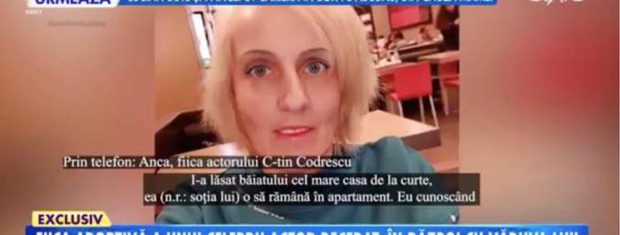 Fiica lui Constantin Codrescu, "în război” cu văduva lui. Anca, declarații la Antena Stars: “Nu mi-a zis nimic de testament” / VIDEO