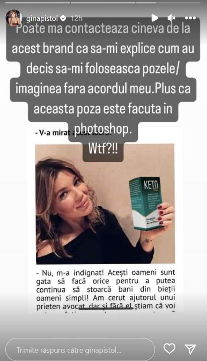 Gina Pistol, enervată la culme în mediul online. Reacția prezentatoarei de la Chefi la cuțite după ce i-a fost folosită imaginea în mod ilegal: „Wtf?!” / FOTO