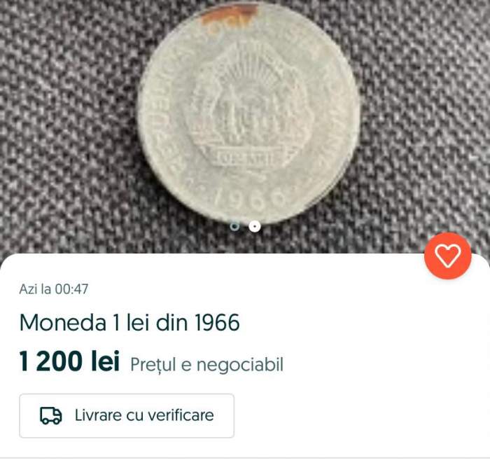 Moneda comunistă de 1 leu se vinde cu o sumă frumoasă pe OLX. Prețul surpriză!