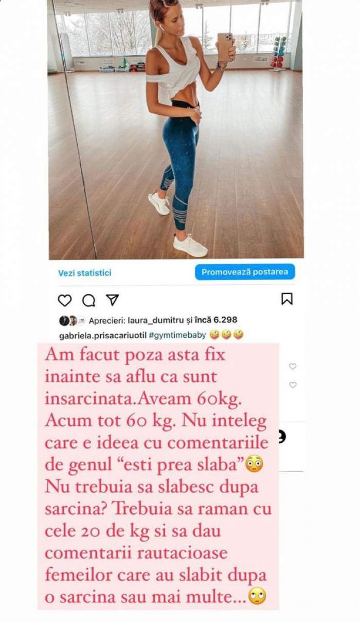 Gabriela Prisăcariu, criticată de fani pentru aspectul fizic. Cum a reacționat modelul: “Nu trebuia să slăbesc?”