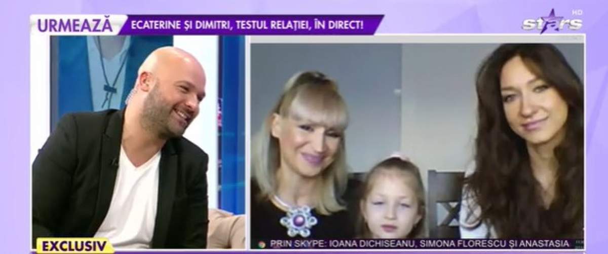 Ioana Dichiseanu, fiica ei Anastasia și mama ei Simona Florescu, prin Skype la Antena Stars