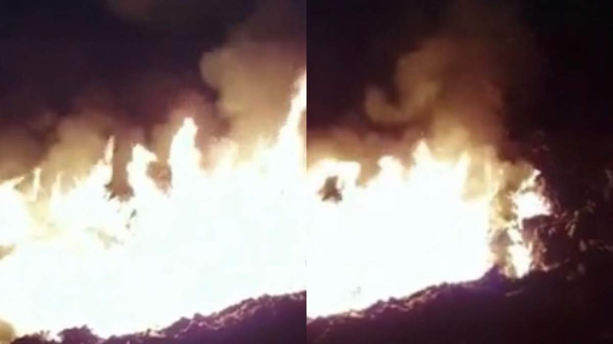 Incendiu puternic la groapa de gunoi din Sighişoara. Flăcările s-au extins rapid şi au fost degajări uriașe de fum