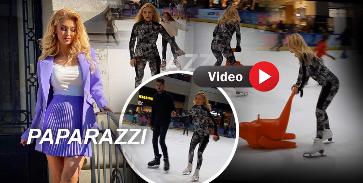 Andreea Bălan, spectacol la patinoar într-un centru comercial. Cântăreața a făcut show pe gheață în fața tuturor / PAPARAZZI