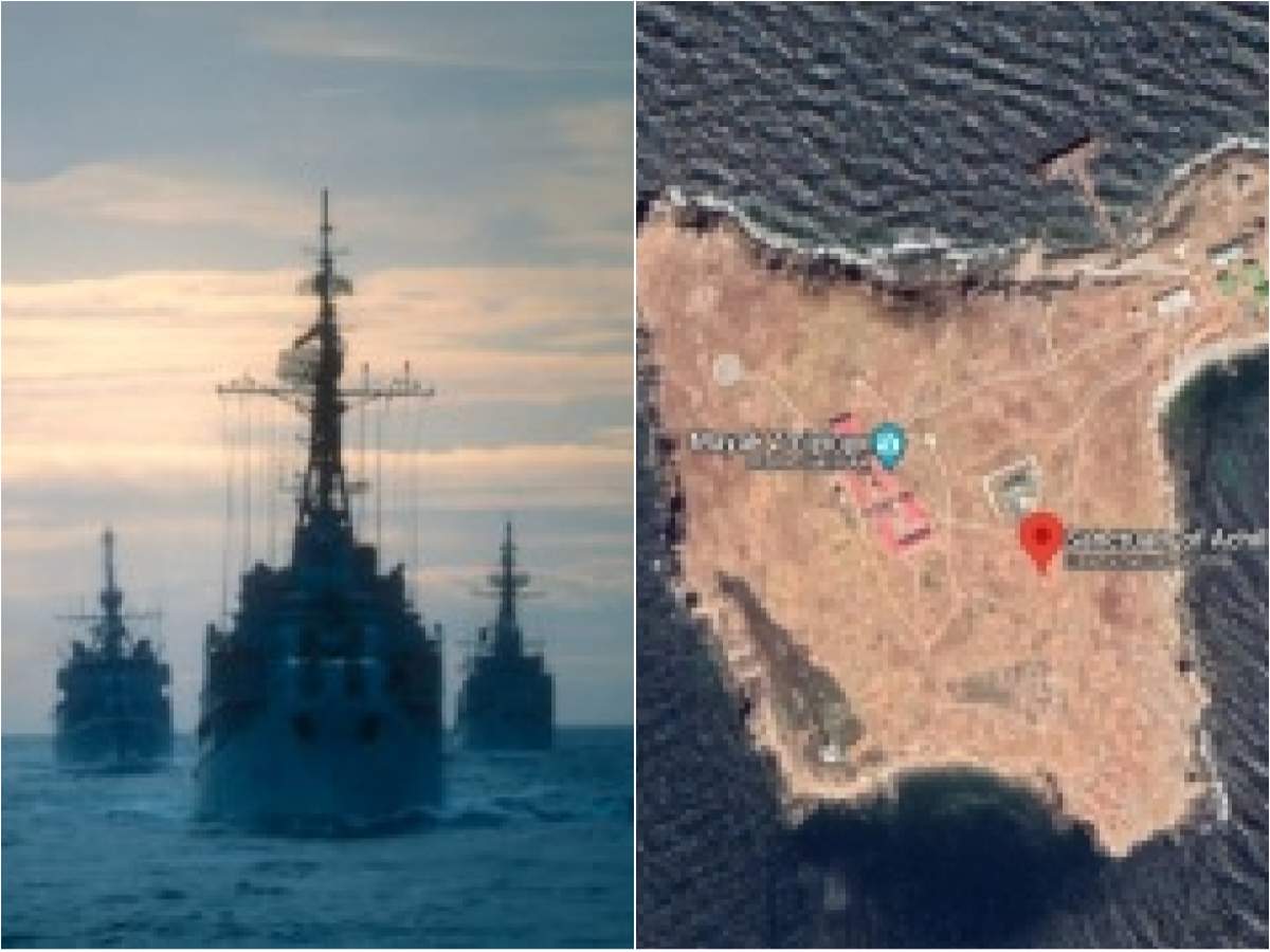 Colaj cu nave de război și Insula Șerpilor pe hartă