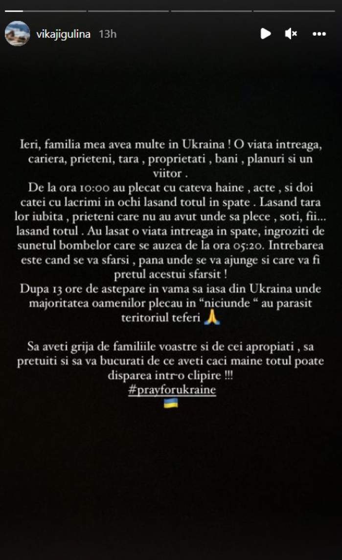 „Au lăsat o viață întreagă în spate, îngroziți de sunetul bombelor”. Vika Jigulina, dezvăluiri dramatice din Ucraina. Familia ei a fugit din calea tancurilor