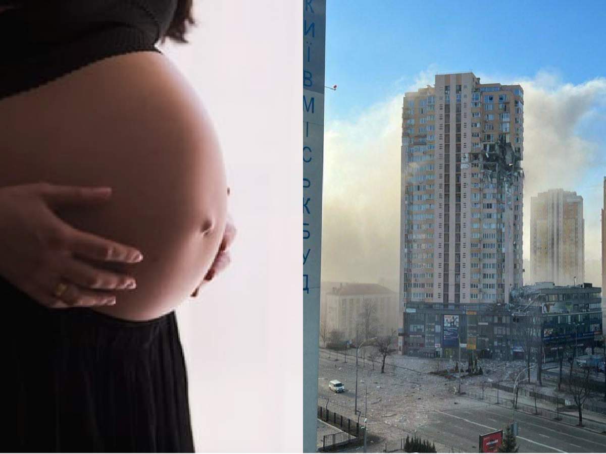 colaj cu gravidă și bloc atacat cu un obuz în Kiev