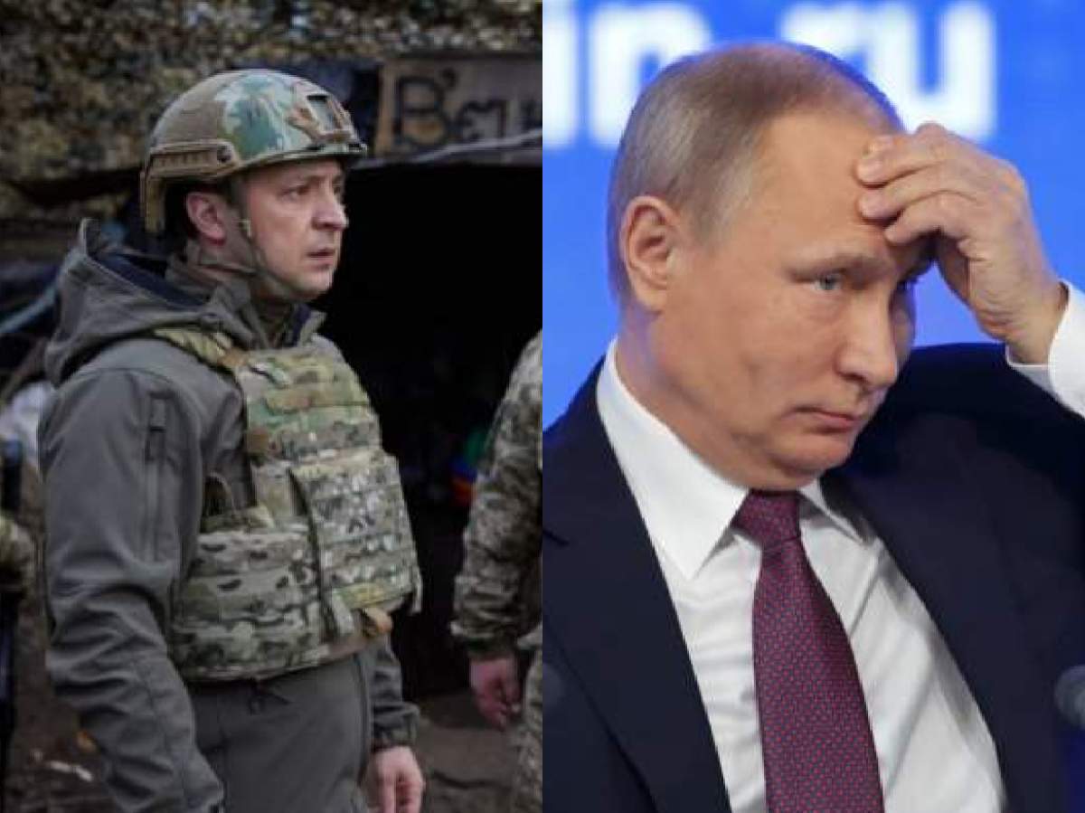 Colaj cu Volodimir Zelenski și Vladimir Putin