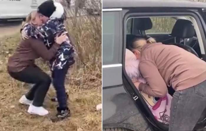 Imagini emoționante cu doi copilași din Ucraina care au trecut granița, de mână cu o străină