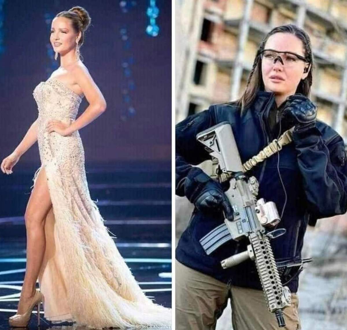 Miss Ucraina 2015 a renunțat la rochițe și a luat arma în mână. Anastasiia Lena luptă împotriva rușilor